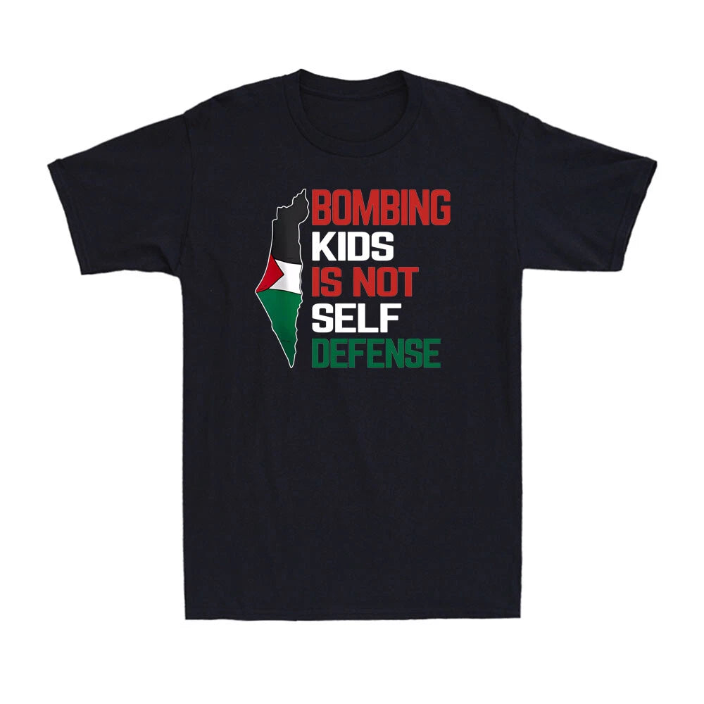 Bombing Kids Is Not Self Defense Palestine Flag Vintage Men's T-Shirt