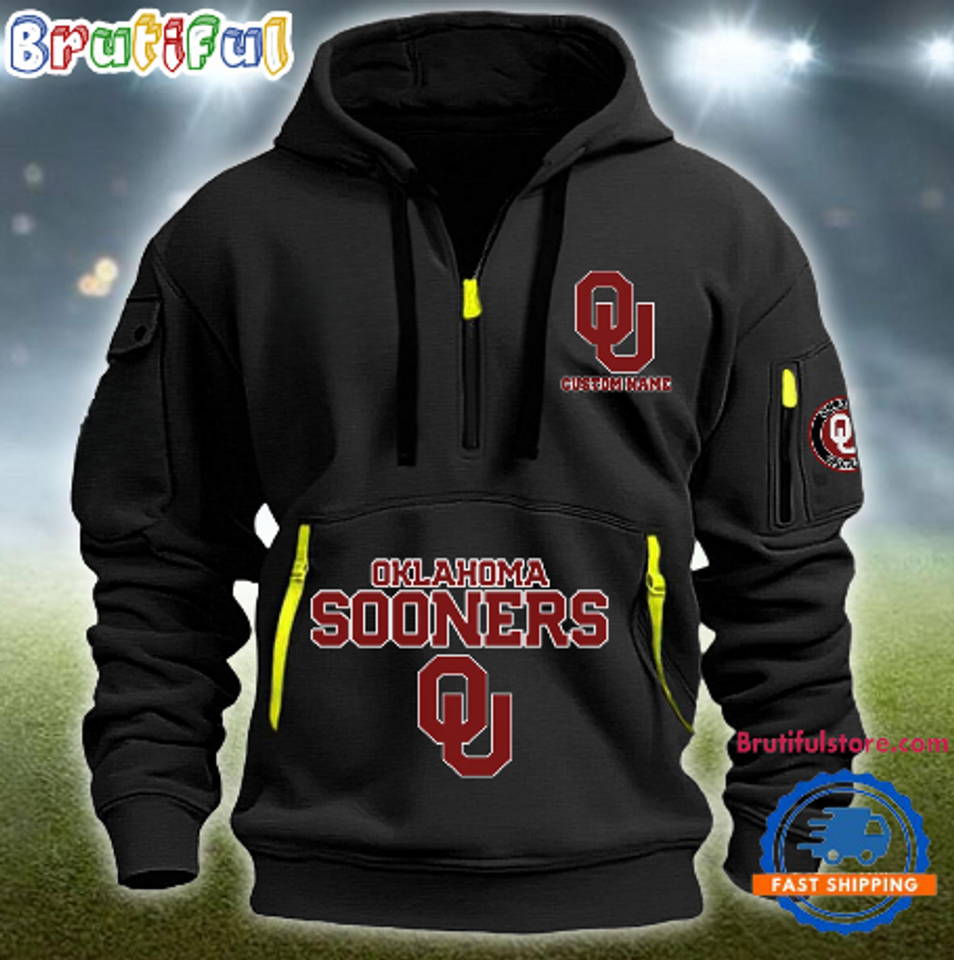 Personalize NCAA Oklahoma Sooners Quarter Zip Hoodie