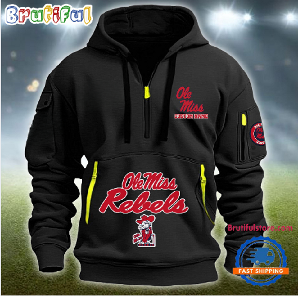 Personalize NCAA Ole Miss Rebels Quarter Zip Hoodie
