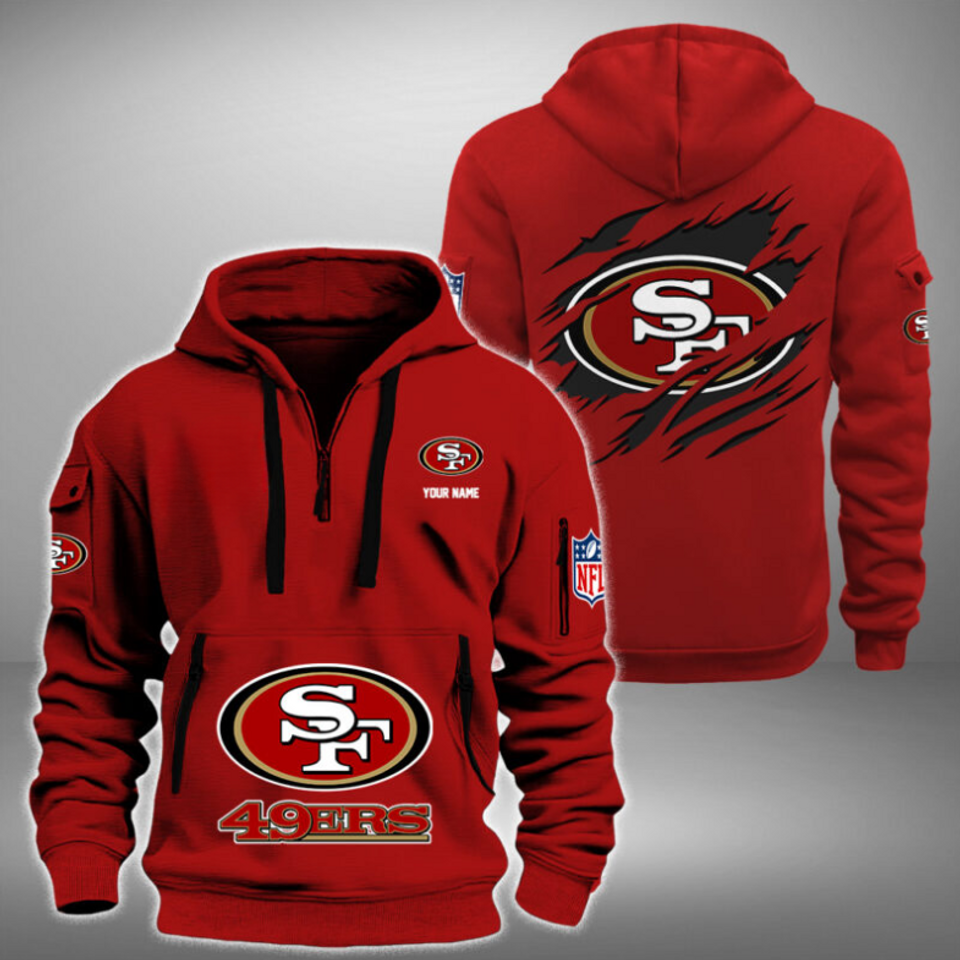 Personalize San Francisco Football Team Quarter Zip Hoodie