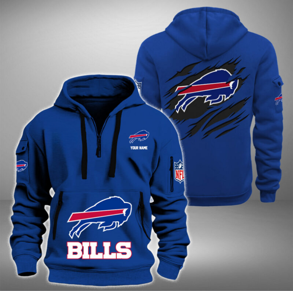 Personalize Buffalo Football Team Quarter Zip Hoodie