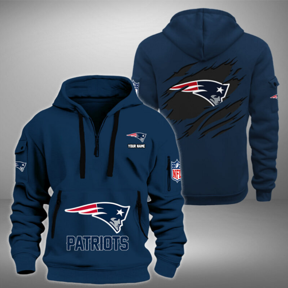 Personalize NE Football Team Quarter Zip Hoodie