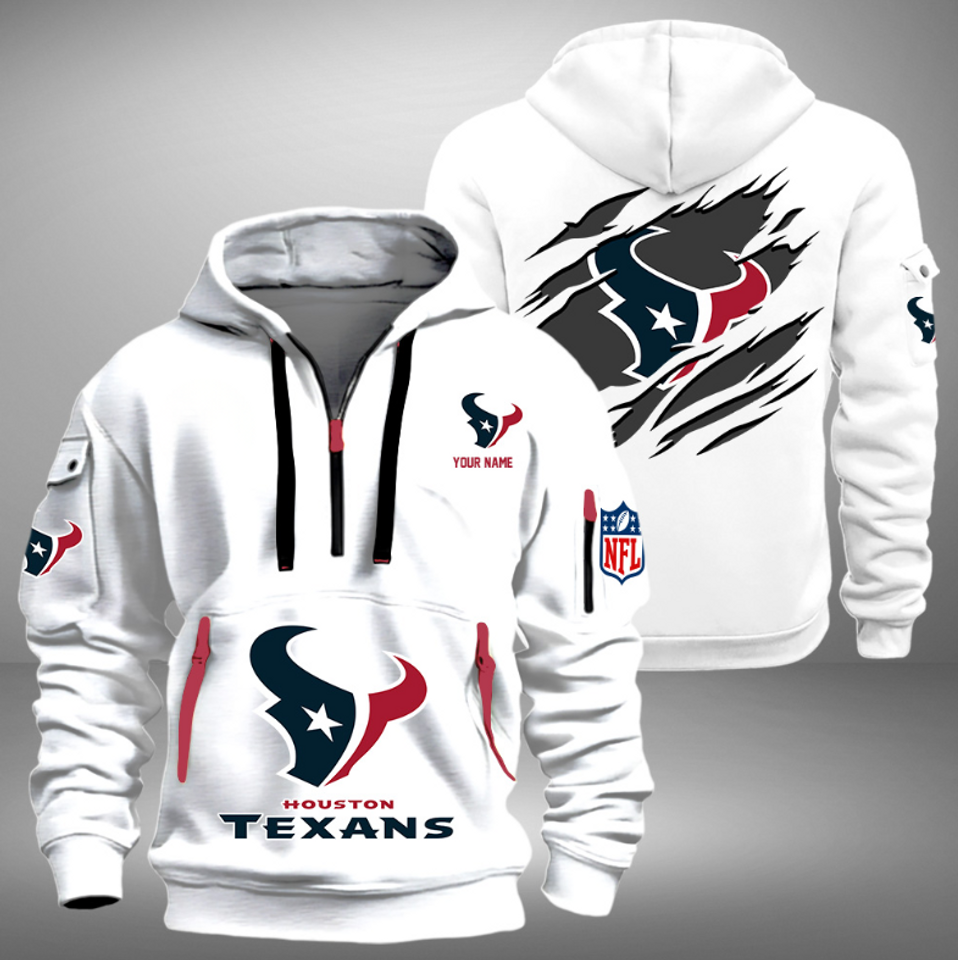 Personalize Houston Football Team Quarter Zip Hoodie