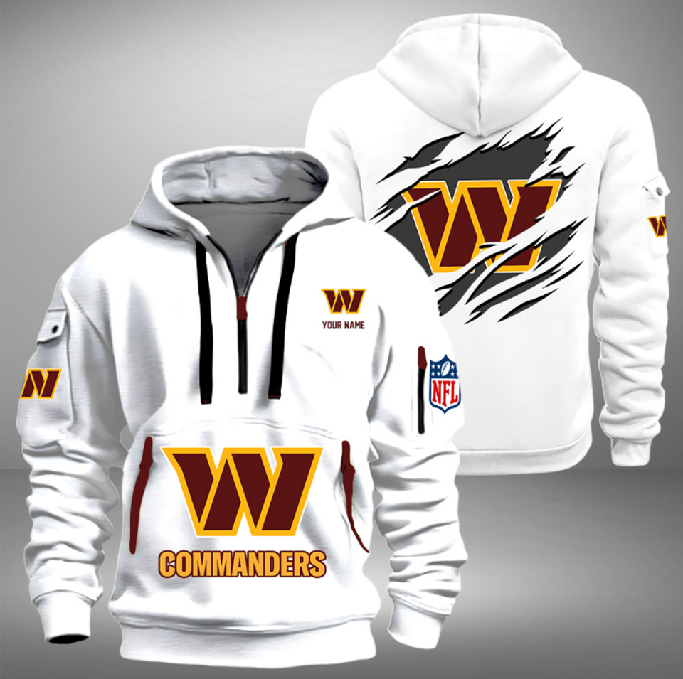 Personalize Washington Commanders Football Team Quarter Zip Hoodie