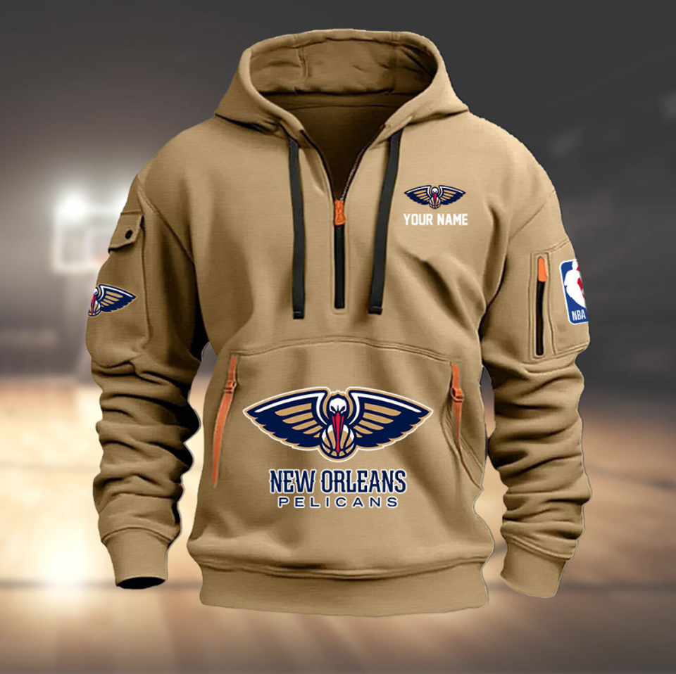 Personalize New Orleans Basketball Team Quarter Zip Hoodie