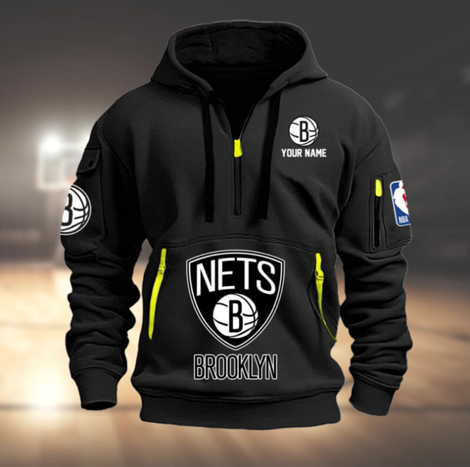 Personalize Brooklyn Basketball Team Quarter Zip Hoodie